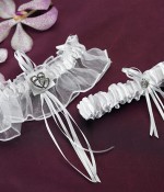 Classic Double Heart Bridal Garter Set
