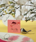 Love Bird Card Holders with Brushed Silver Finish